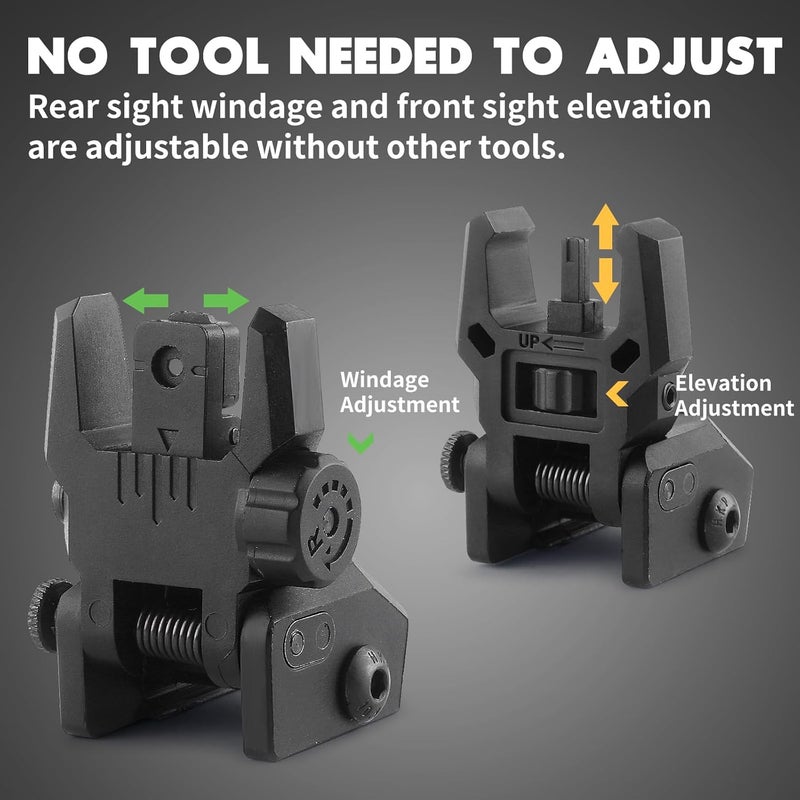 TPRCOL Flip Up Sight Front and Rear Flip Lightweight Sights,with Green Red Fiber Optics Dots, Mounted on Any Picatinny or Weaver Rail - Image 4